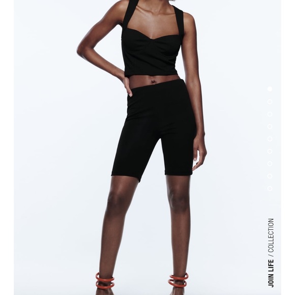 NWT ZARA High-waisted leggings with elastic waistband BIKE SHORTS. Fitted - Picture 2 of 9